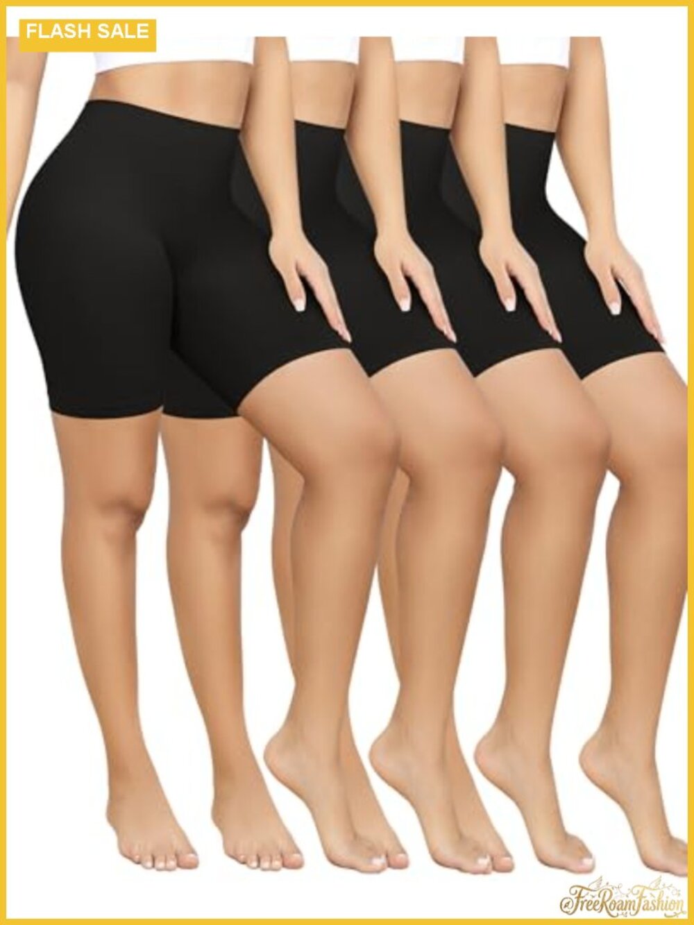 4 Pack Seamless Slip Shorts Anti Chafing Under Dress Women High Stretch Nylon